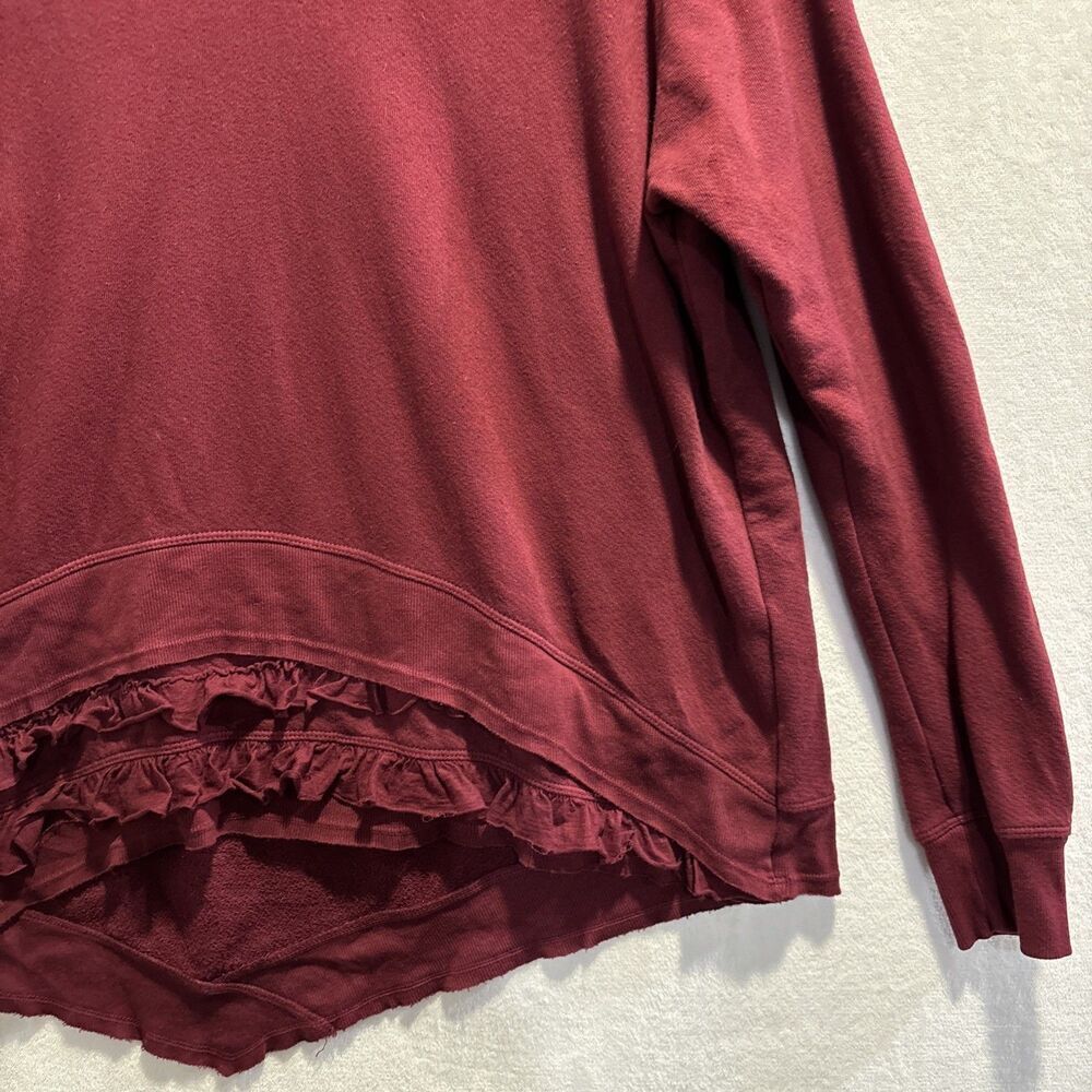 Wilt Ruffle Trim Asymmetrical Sweatshirt Burgundy Women's Size Small Lagenlook - Picture 5 of 14